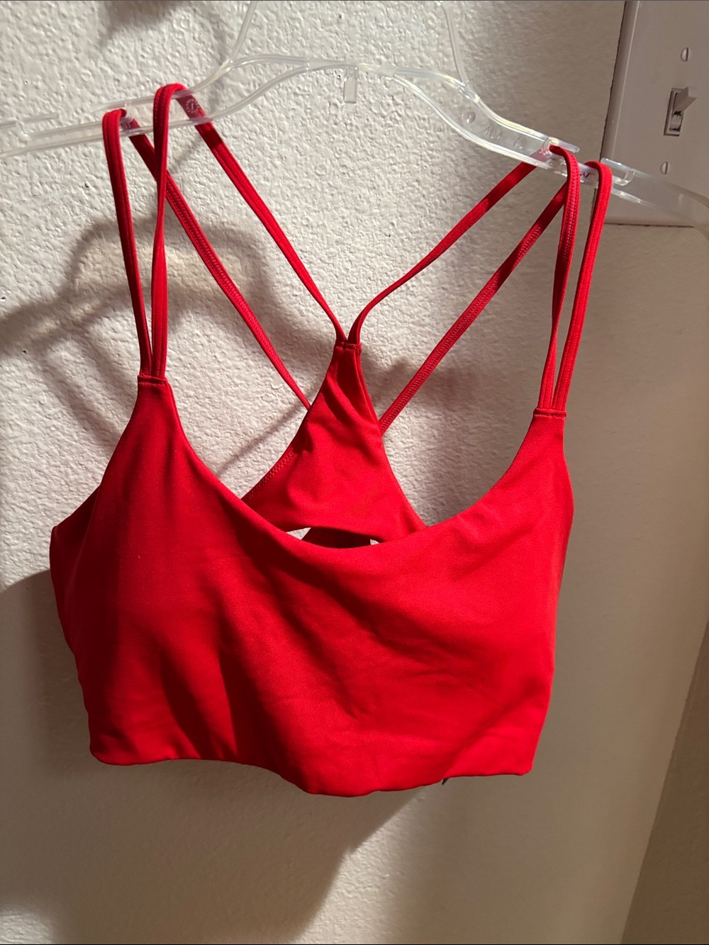 Fabletics Red Strappy Sports Bra with Pads M NWT